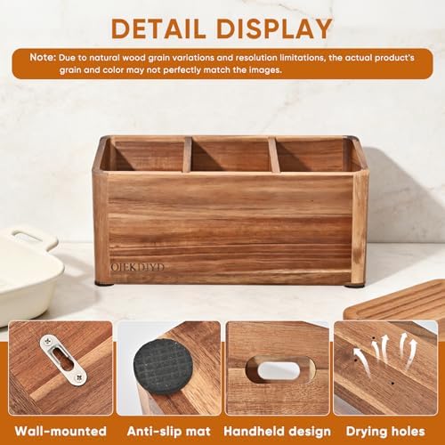 Wooden Cooking Utensil Holder & Crock for Kitchen Countertop