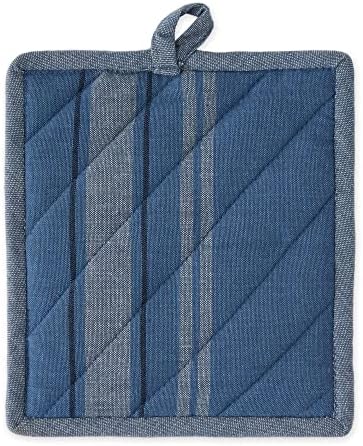 DII French Stripe, Kitchen Collection, Potholders, Chambray Blue