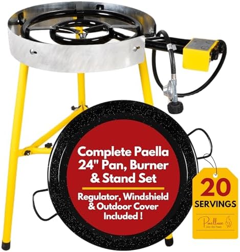 Paelluxe Paella Burner Stand & Regulator Set with 24 Inch Pan- 20