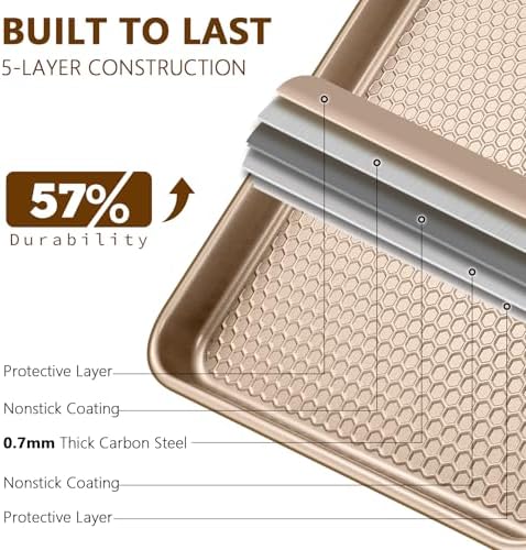 Wildone Baking Sheet Pan Set of 2, Honeycomb Embossed Nonstick Cookie