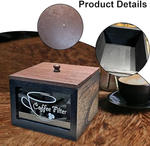 Coffee Filter Holder Container Countertop Dispenser Square Farmhouse