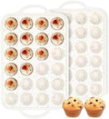 FUNBAKY Silicone Mini Muffin Pan, Metal Reinforced Frame 24 Cups