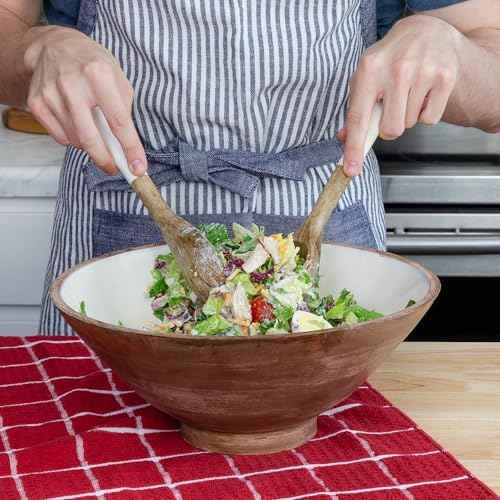 AuldHome Design Wooden Salad Bowl Set (Large Serving Bowl w/Utensils)