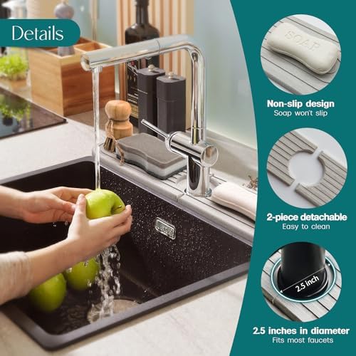 Kitchen Faucet Mat - Diatomite Splash Guard for Sink, Quick-Drying
