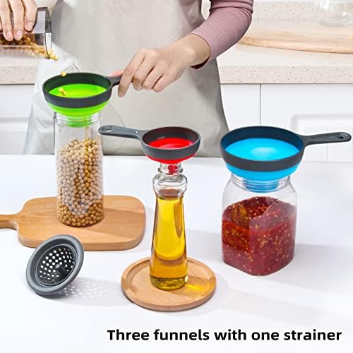 Funnel with Strainer for Kitchen Use, Dokpod Silicone Funnels for