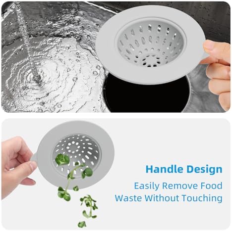 4 Pack Silicone Kitchen Sink Drain Catcher with Lid, 4.4" Top / 3"