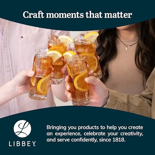 Libbey Aspen Highball Drinking Glasses Set of 4, 10.5 Oz, Clear