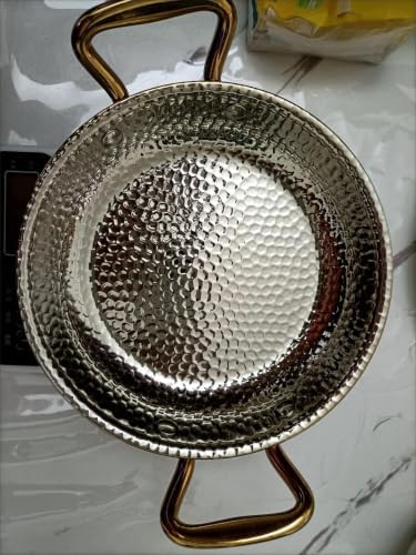 Stainless Steel Paella Pan, Nonstick Flat Bottom Skillet with Double