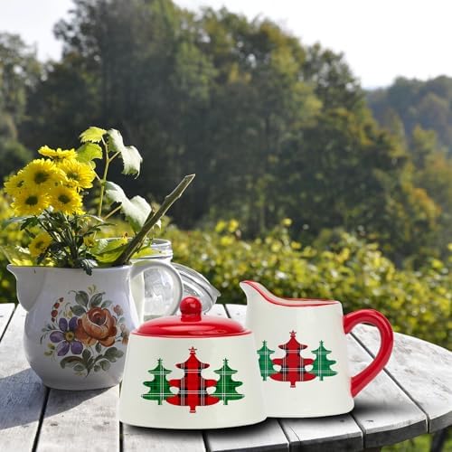 Amici Home Christmas Tree Sugar and Creamer Set | 8 oz Creamer and