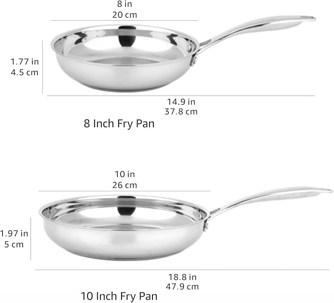 Amazon Basics 2-Piece Stainless Steel Induction Frying Pan Set, Oven Safe - Image 5