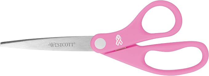 Westcott 15387 8-Inch Pink Ribbon Stainless Steel Scissors by Westcott