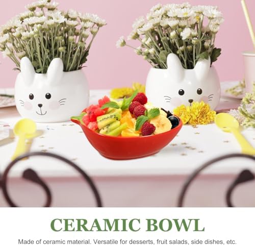 Zerodeko Strawberry Pattern Ceramic Salad Bowl Dessert Bowl for Fruit