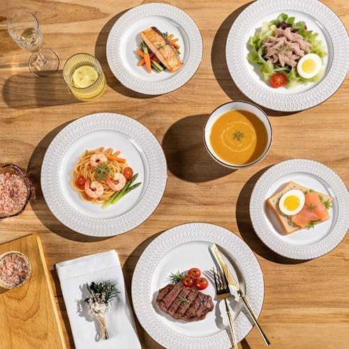 GBHOME Ceramic Dinnerware Sets of 8,24 pcs Plates and Bowls Sets Dishes