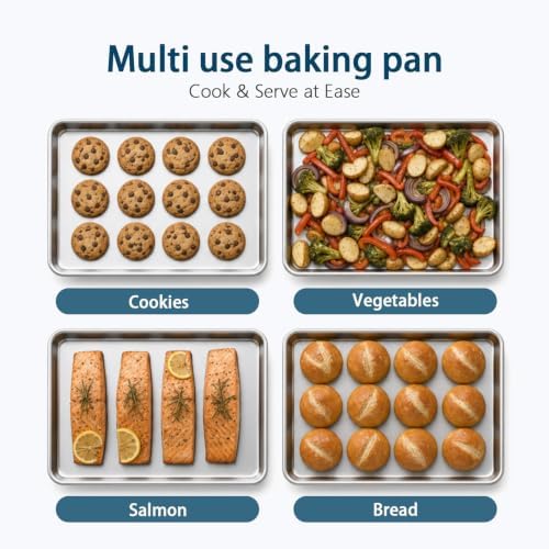 Baking Sheet Set of 2, 18 Inch Stainless Steel Cookie Sheets, 0.8mm