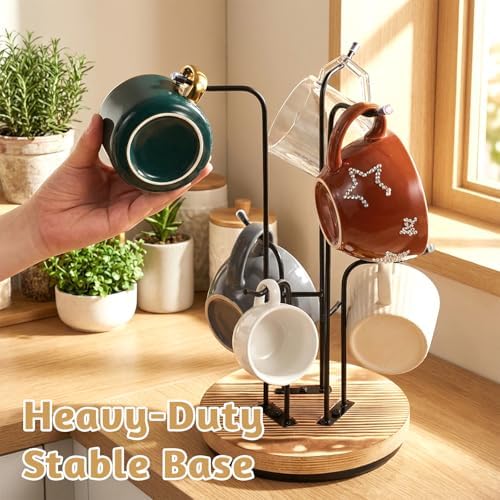 360° Rotating Coffee Mug Tree with 6 Hooks