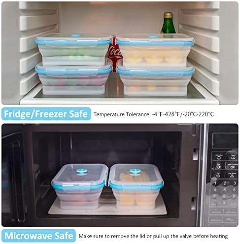 Collapsible Food Storage Containers with Lid & Air Vent, Bundle of