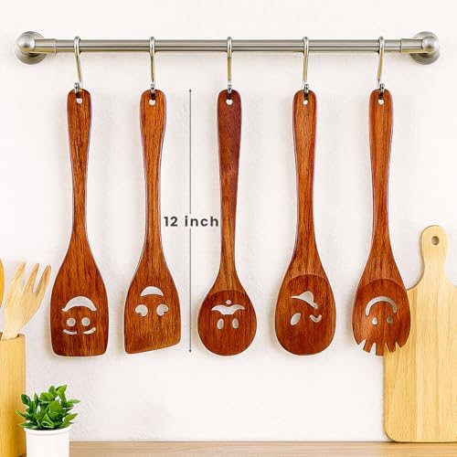 HANSGO 5PCS Wooden Cooking Spoons, Funny Wooden Utensil Set Wood