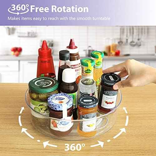 Guzon 4 Pack Lazy Susan Turntable, 11.5" Rotating Organizer with Handles