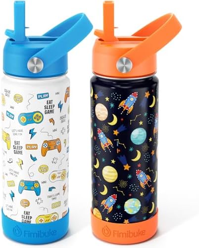 Fimibuke Kids Insulated Water Bottle, 18oz BPA FREE Kids Cups with