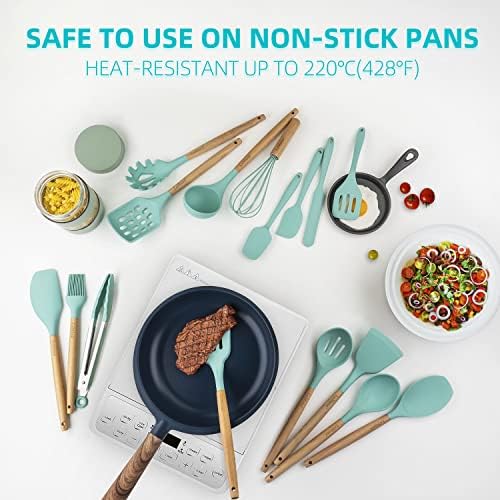 18-Piece Silicone Cooking Utensils Set, Teal