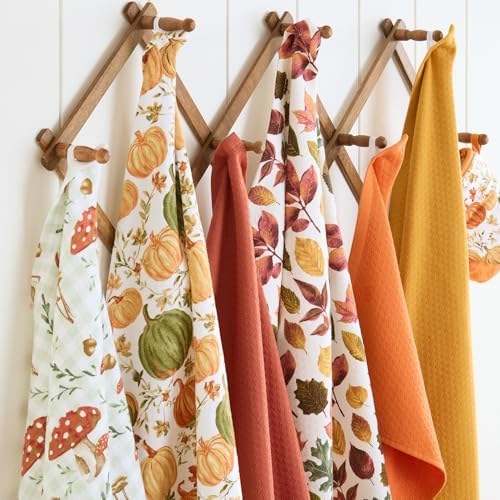 Martha Stewart Autumn Harvest Falling Leaves Kitchen Towel 3-Pack Set