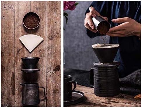 Stoneware Pour Over Coffee Maker & Cups Set, 16oz