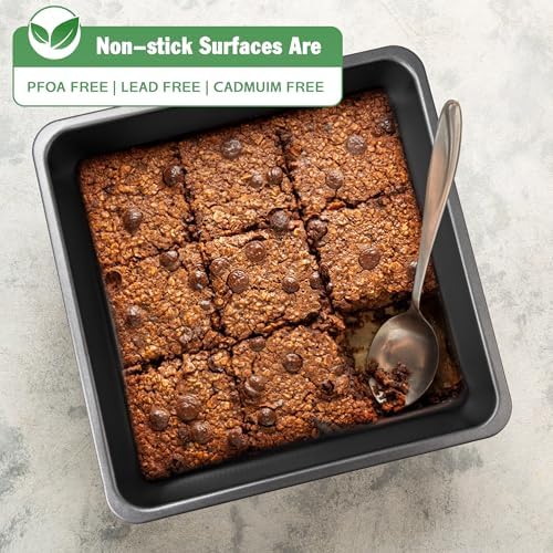 Tiawudi Square Cake Pan, Nonstick Baking Pan for Bread or Brownie, 9x9