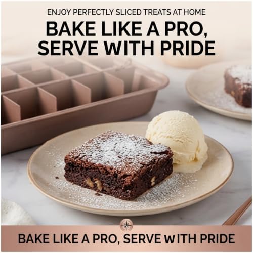 Brownie Pan with Divider, 18 Square Nonstick Carbon Steel Baking Pan