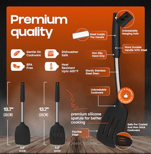BakeRoyal Silicone Spatula Set - Turner Spatulas Silicone Heat