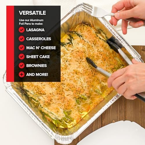 Disposable Foil Pans with Lids (Set of 20) Heavy Duty Aluminum Pans