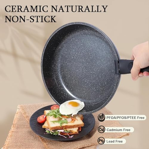 GiPP 5PCS Ceramic Pots and Pans Set Nonstick Detachable Handle