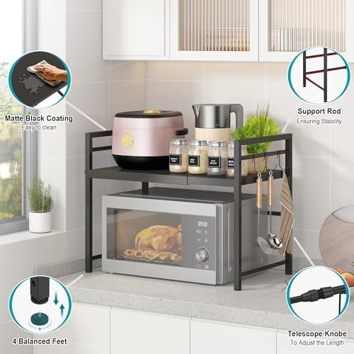 DOLALIKE Microwave Oven Rack, Expandable Carbon Steel