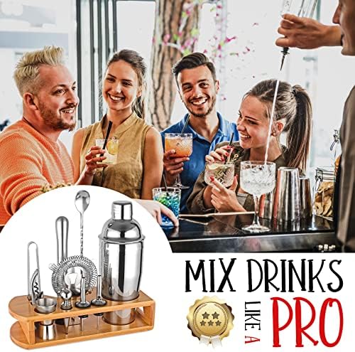 Wukuna Cocktail Shaker Set Bartender Kit, 12-Pcs Bar Tool with Bamboo