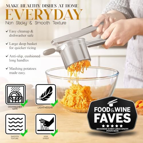 Bellemain Stainless Steel Potato Ricer Mashed Potato Masher - Black