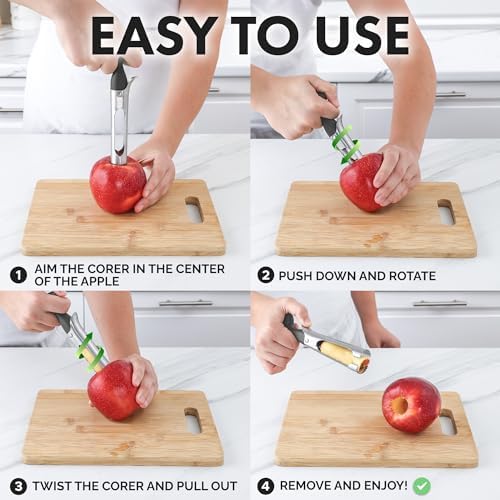 Zulay Kitchen Stainless Steel Apple Corer Tool - Charcoal