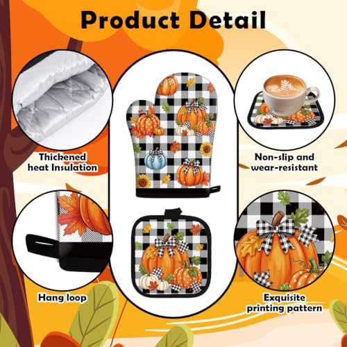 Fall Kitchen Decor Set, 10 PCS Hello Pumpkin Kitchen Mats Towels and