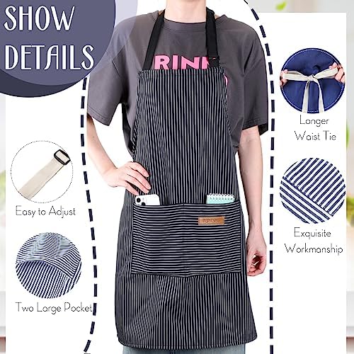 Handepo 12 Pcs Cotton Striped Aprons for Cooking
