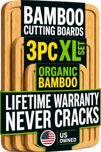Greener Chef Luxury Wood Cutting Board 3-Piece Set with Vertical Grain