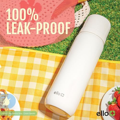 Ello Therma 32oz Insulated Stainless Steel Thermos with Cup Lid, Cream