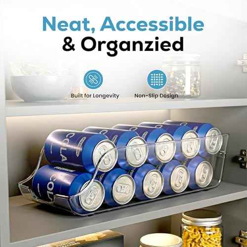 Utopia Kitchen Soda Can Organizer for Refrigerator & Pantry, 4 Pack, Clear