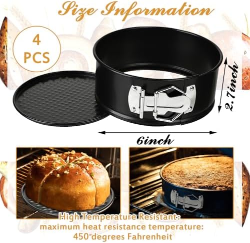 TINSKY 4 Pcs 6 Inch Springform Pan, Non‐Stick Round Cheesecake Cake