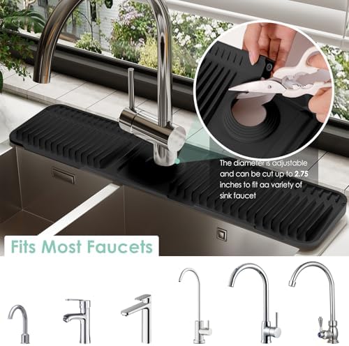 24 Inch Silicone Faucet Mat for Kitchen Sink Splash Guard Behind