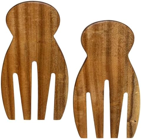TB Home Salad Hands – Acacia Wood Salad Serving Utensils for Tossing &