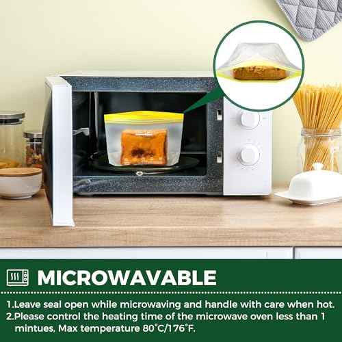 SPLF 20 Pack Reusable Snack Bags Dishwasher Microwave Safe