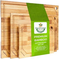 Bamboo Cutting Board Set of 3 for Kitchen, Reversible Bamboo Cutting