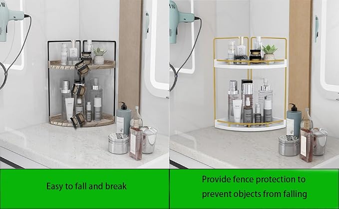 Dorhors 2-Tier Bathroom Counter Organizer, Vanity Counter Corner Shelf - Image 5