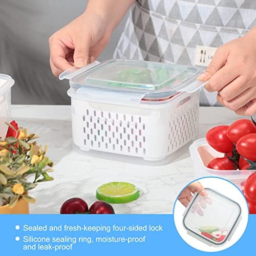 6-Piece Fruit Storage Containers for Fridge, Small/Medium/Large