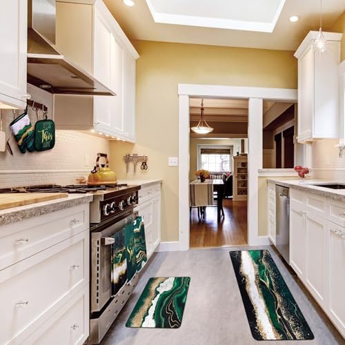 Fourluoo 10 Pcs Green Marble Kitchen Decor Accessories Set Kitchen