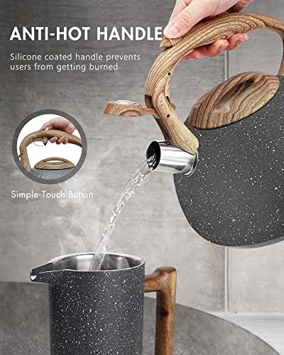 POLIVIAR 2.7 Quart Natural Stone Stainless Steel Tea Kettle