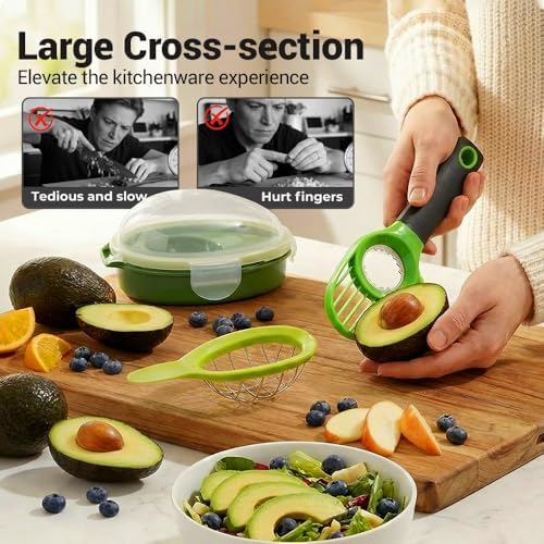 3 in1 Avocado Tool Split, Pit, and Slice, Avocado 3 Piece Set